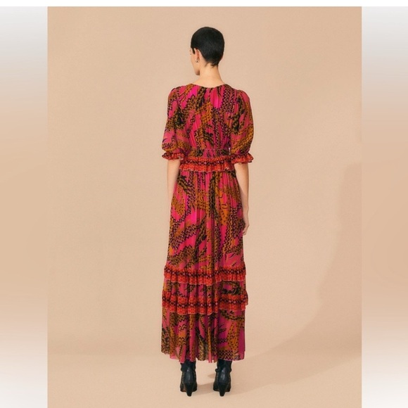 Farm Rio Croco Pink Maxi Dress Large NWT boho artsy formal - Picture 3 of 4